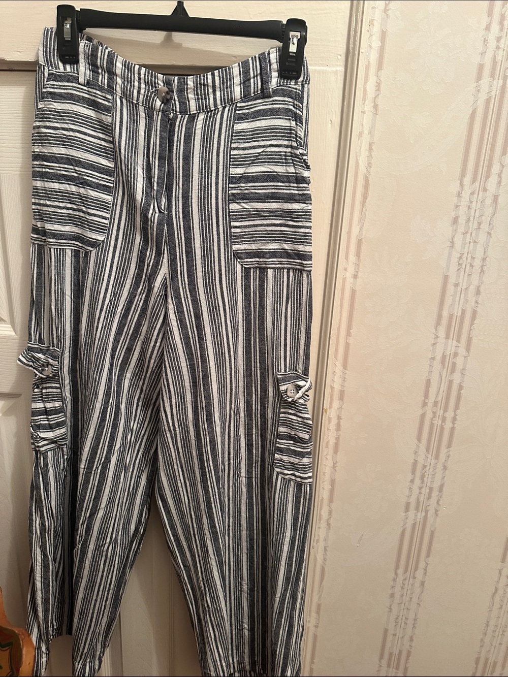 Cato Black & White Striped Men’s Cargo Pants